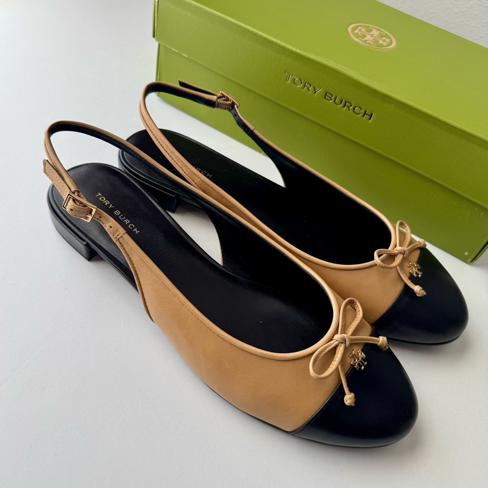 NWT TORY BURCH Cap-Toe Slingback Ballet Flats Size 9